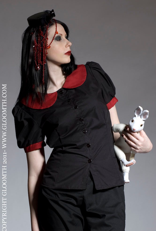 gothic blouse goth peterpan collar wednesday addams