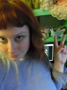 Sans makeup me with my desk. :P