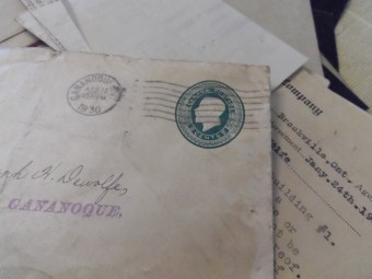 antique stamp on envelope gananoque ontario