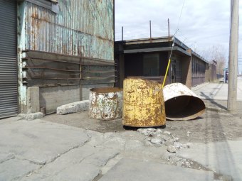 rusty metal tube things