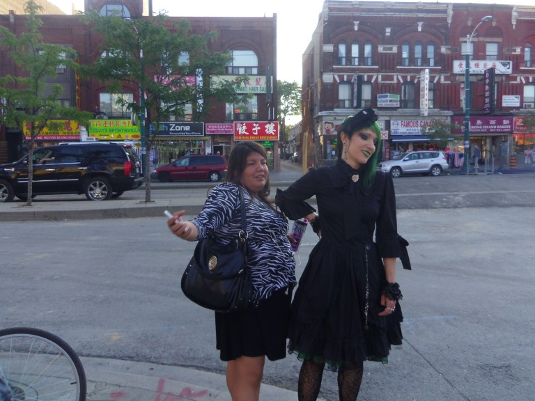 drunk woman posing with gloomth model