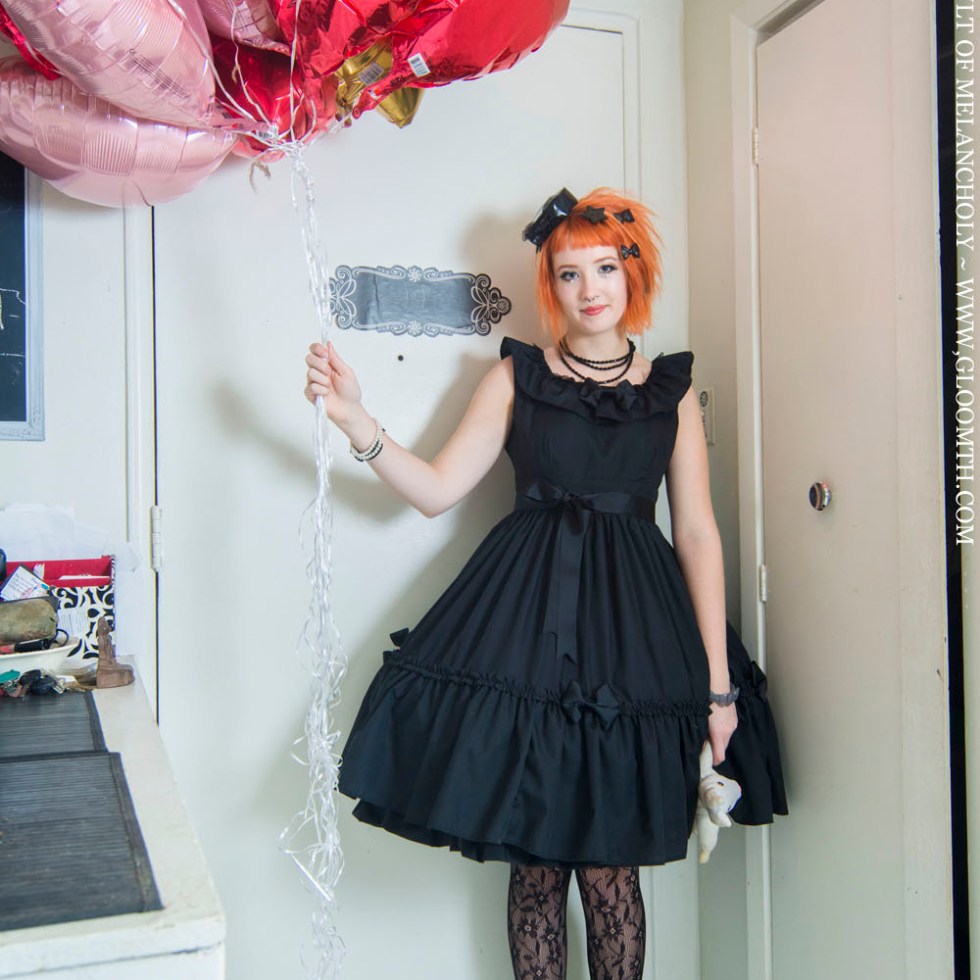 gothic lolita black ruffled bow dress canada egl