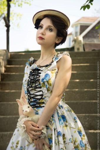 blue floral dress gloomth