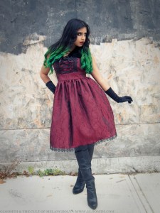 red taffeta babydoll gothic dress