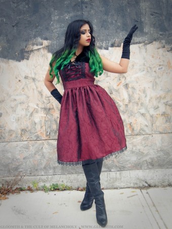 red taffeta corset babydoll dress gloomth