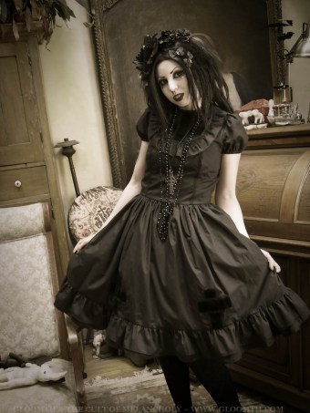 gloomth dress with velvet crosses