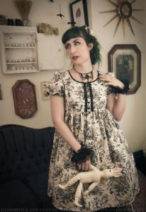 cotton babydoll bird print dress