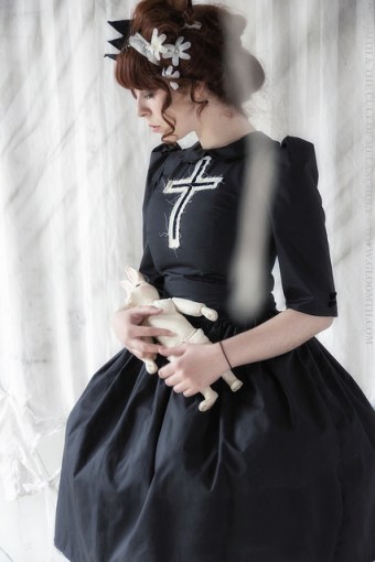 gothic dress with tattered velvet cross