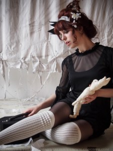 vampire girl in sheer mesh top and bloomers