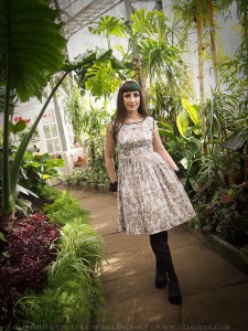 victorian garden with damask dress