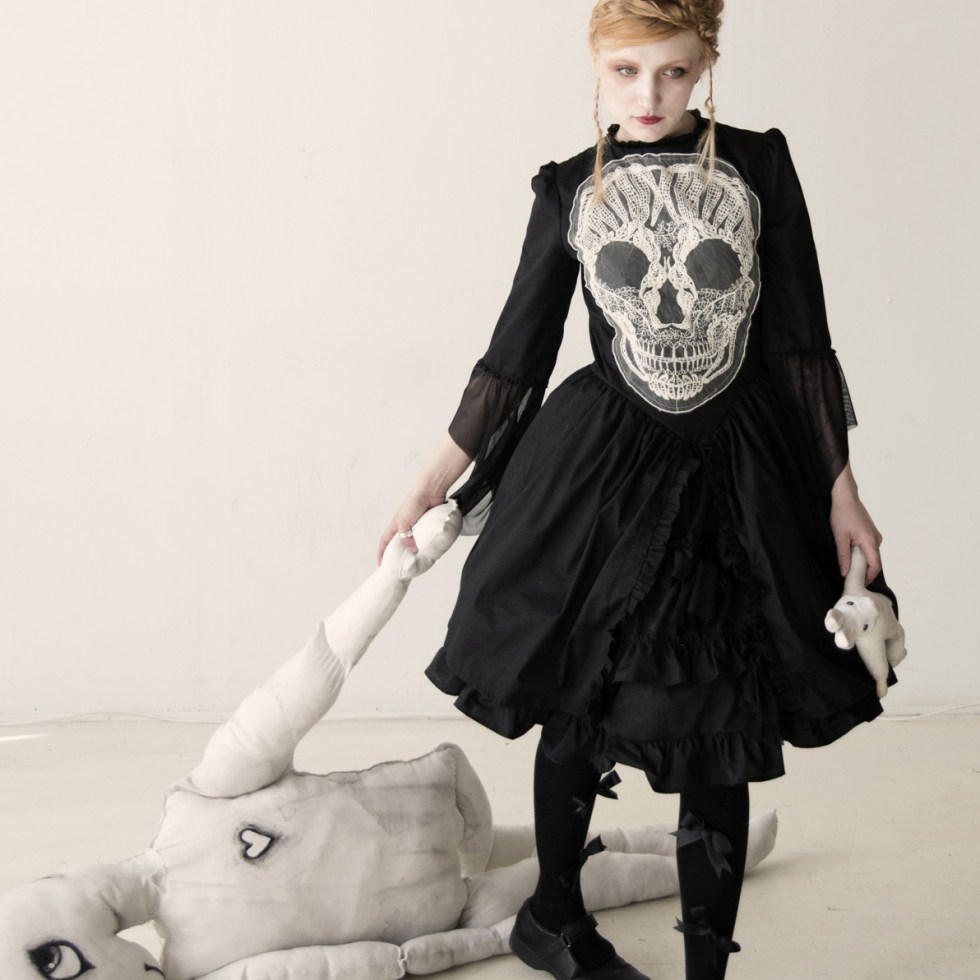 embroidered skull dress gloomth
