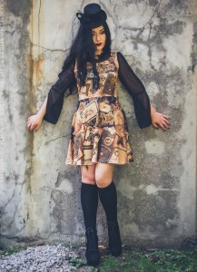 victorian print gothic dress