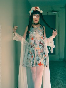 doll hospital medical theme print skater dress