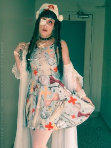 antique hospital theme print skater dress