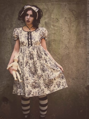 toile print babydoll victorian dress gloomth