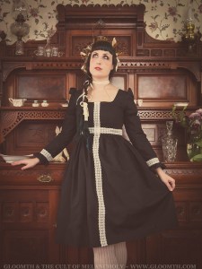 gothic dress with lace cross handmade gloomth