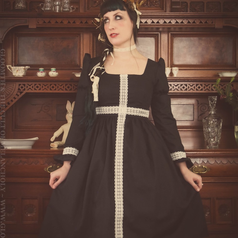 gothic lolita dress with lace cross detail