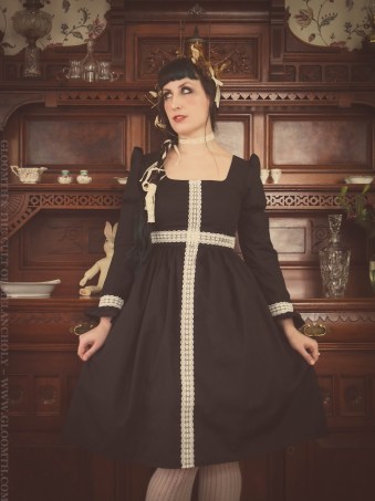 gothic lolita dress with lace cross detail