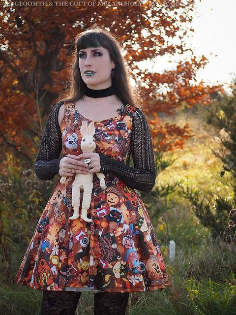retro halloween print plus size dress gloomth