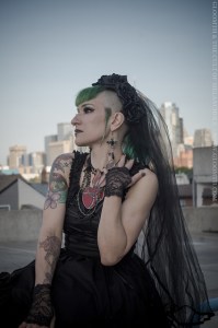 gothic outfit with purevile necklace and gloomth dress