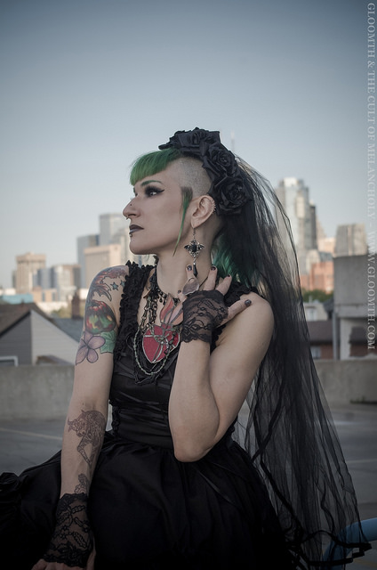 gothic outfit with purevile necklace and gloomth dress