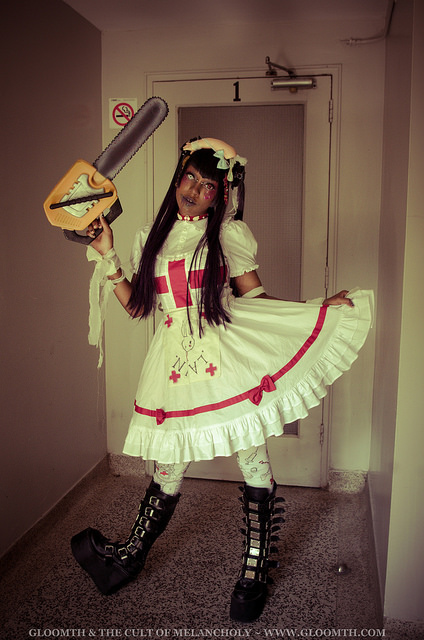 chainsaw nurse horror halloween photoshoot costume outfit by gloomth