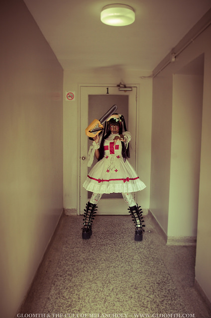 chainsaw nurse horror halloween photoshoot costume outfit by gloomth