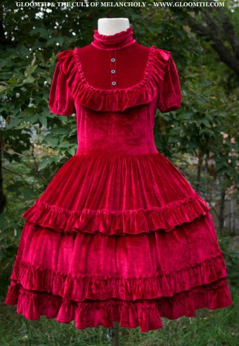dracula's bride red velvet gothic lolita prom dress