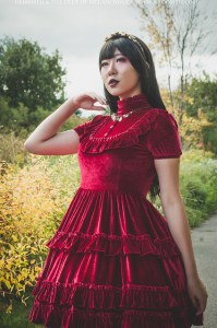 gothic lolita red velvet prom dress gloomth