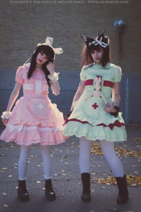 pastel nurse lolita outfits by gloomth menhera