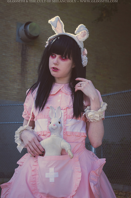 pastel pink lolita nurse outfit gloomth