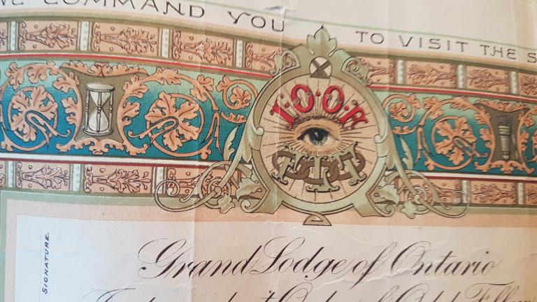 odd fellows memebership certificate 1911 toronto canada