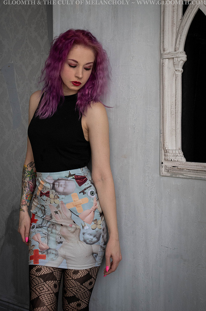 doll hospital antique medical themed print miniskirt by gloomth (3)