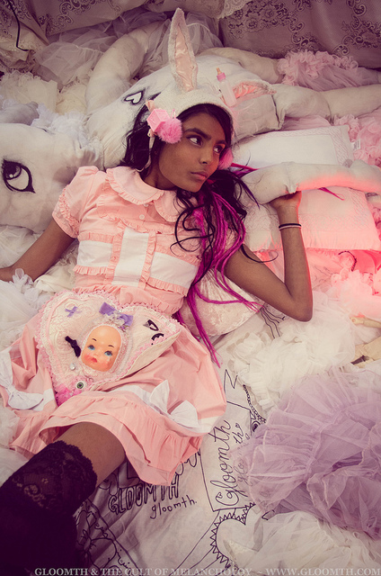 kawaii nurse pink dress bunnyears fluffy by gloomth