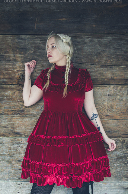 the vvitch witch photoshoot red velvet gothic dress