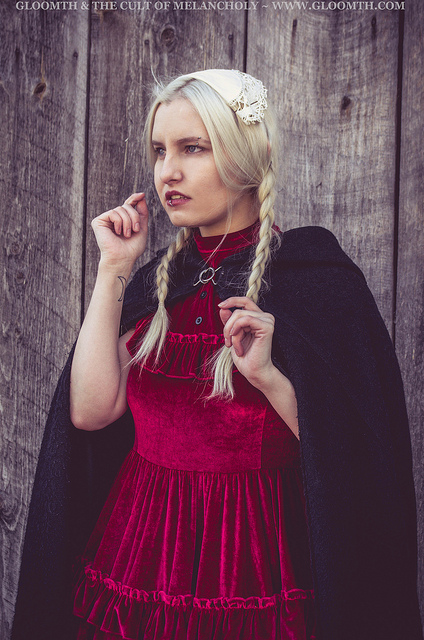 the vvitch witch photoshoot red velvet gothic prom dress