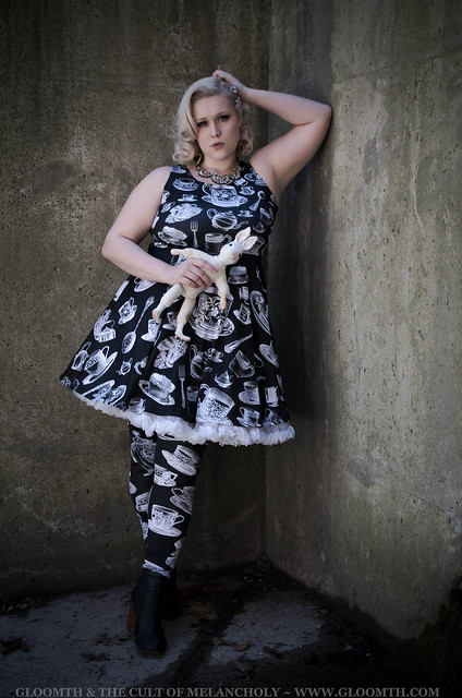 gothic teacup print party dress in plus size teaparty by gloomth (2)