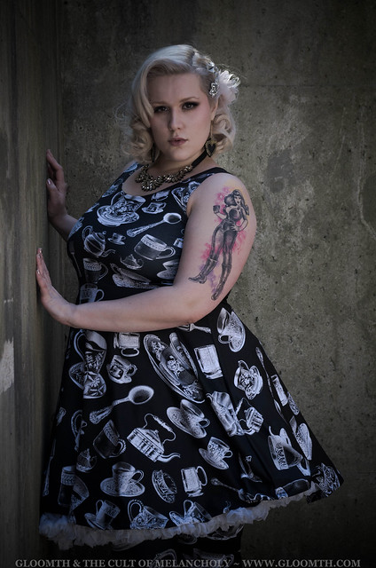 gothic teacup print party dress in plus size teaparty by gloomth (8)