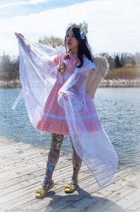 angel print tights cherub festival look