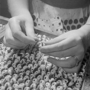 assembling doll eyes 1956