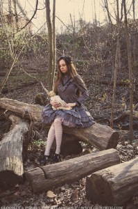 creepy victorian ghost girl in the forest