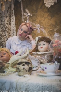 creepy alice in wonderland tea party white rabbit