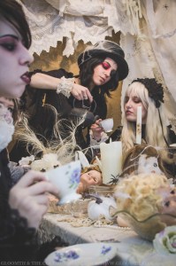 gothic alice in wonderland tea party photoshoot