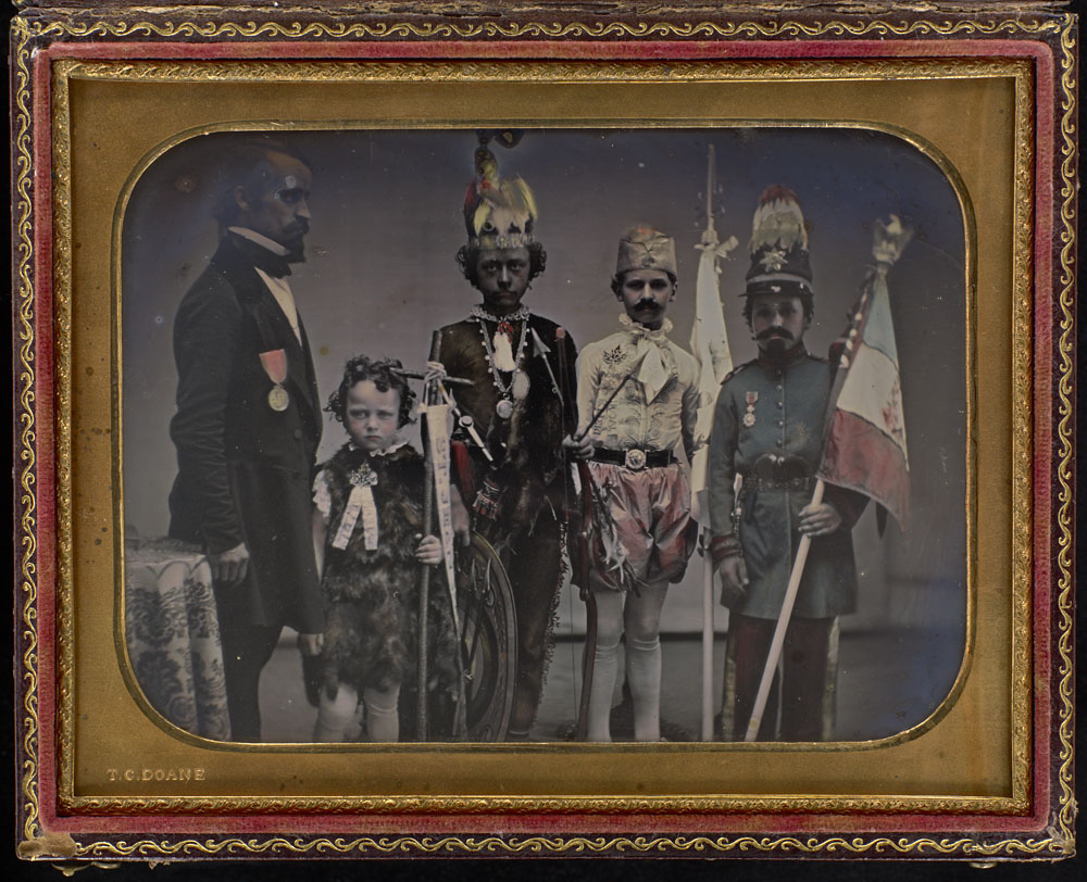 Daguerreotype of children in creepy costumes victorian