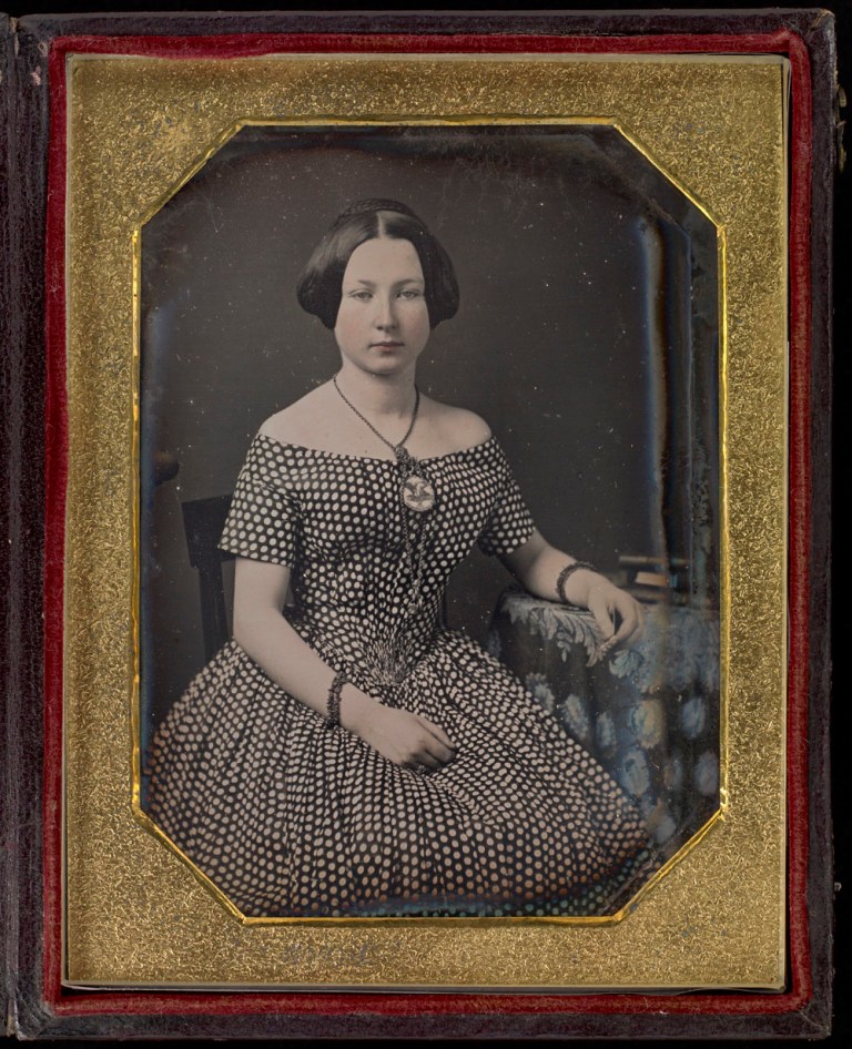 daguerreotype of victorian girl hand tinted