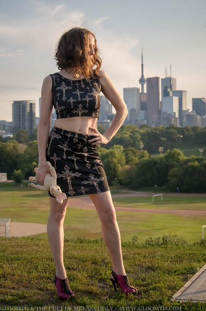 cross print gothic outfit