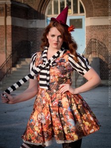 retro halloween fabric dress plus size