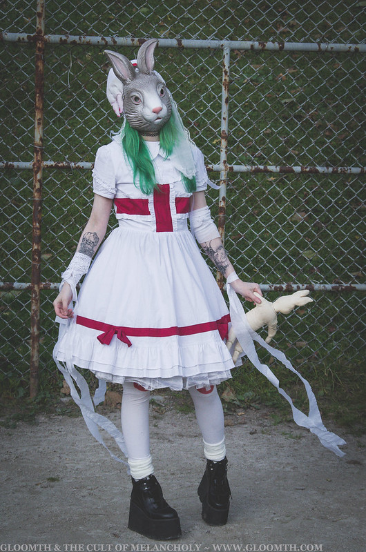 eerie bunny mask nurse lolita