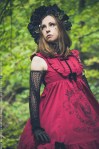 gothic lolita in a red skull dress