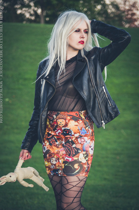 halloween print fabric skirt